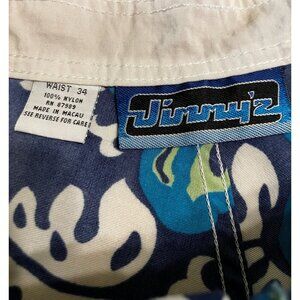 Jimmy'z Mens Vintage 90s Floral Swim Trunks Board Shorts Size 34 Blue SP EXC